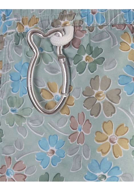 FEDELI Swim Shorts Verdi Con Pattern Di Fiori Multicolor - FEDELI