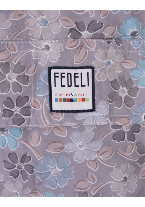 FEDELI Swim Shorts Viola Con Pattern Di Fiori Multicolor - FEDELI