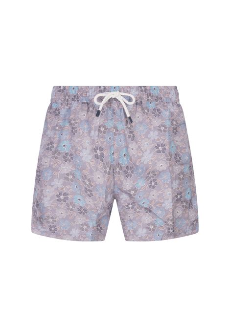 FEDELI Swim Shorts Viola Con Pattern Di Fiori Multicolor - FEDELI