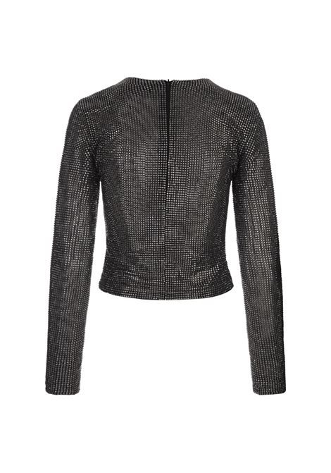 GIUSEPPE DI MORABITO T-Shirt A Maniche Lunghe Nera Con Dettaglio Strass All-Over - GIUSEPPE DI MORABITO