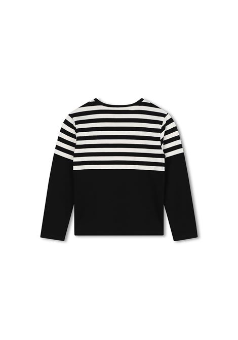 GIVENCHY KIDS T-Shirt A Maniche Lunghe Nera Con Motivo 4G E Motivo A Righe - GIVENCHY KIDS