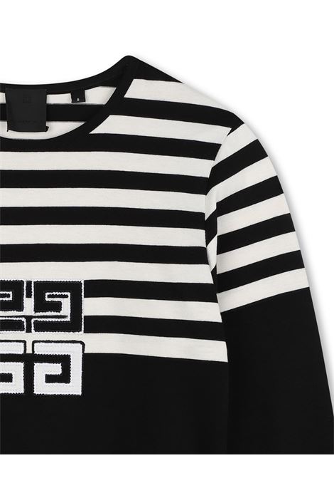GIVENCHY KIDS T-Shirt A Maniche Lunghe Nera Con Motivo 4G E Motivo A Righe - GIVENCHY KIDS