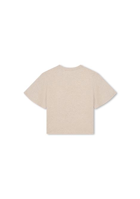 CHLOÉ KIDS T-Shirt Beige Marl Con Ricamo Botanico - CHLOÉ KIDS