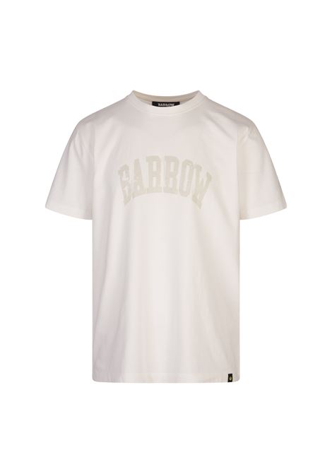 BARROW T-Shirt Bianca Con Lettering e Stampa Grafica Con Smile - BARROW