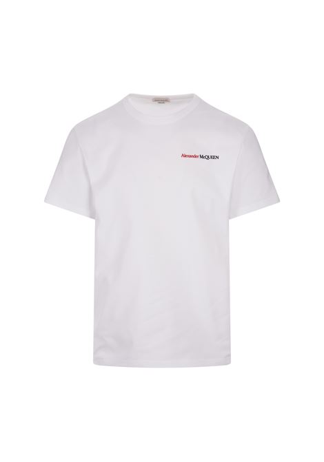 ALEXANDER MCQUEEN T-Shirt Bianca Con Logo Bicolore - ALEXANDER MCQUEEN