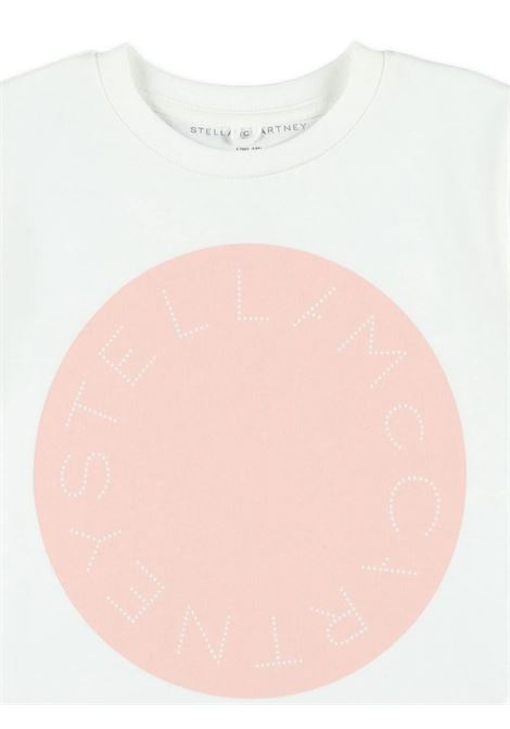STELLA MCCARTNEY KIDS T-Shirt Bianca Con Logo Circolare Rosa - STELLA MCCARTNEY KIDS