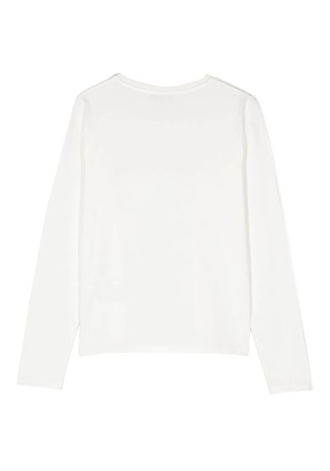 MISS BLUMARINE KIDS T-Shirt Bianca Con Logo Di Strass - MISS BLUMARINE KIDS