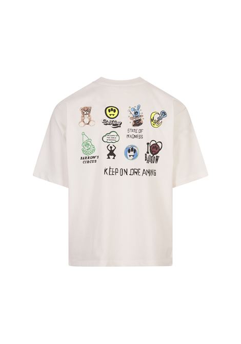BARROW T-Shirt Bianca Con Logo E Stampa Stickers - BARROW