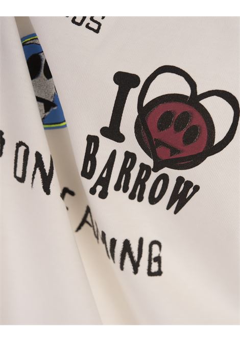 BARROW T-Shirt Bianca Con Logo E Stampa Stickers - BARROW