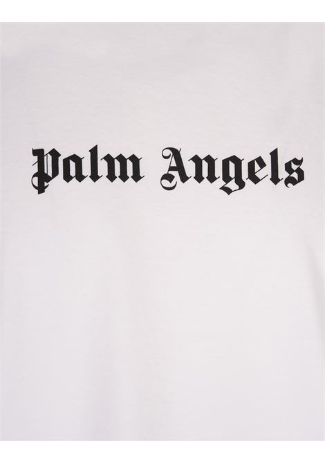 PALM ANGELS T-Shirt Bianca Con Logo Frontale A Contrasto - PALM ANGELS