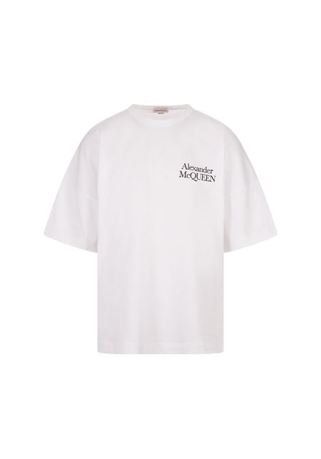 ALEXANDER MCQUEEN T-Shirt Bianca Con Logo Oversize - ALEXANDER MCQUEEN