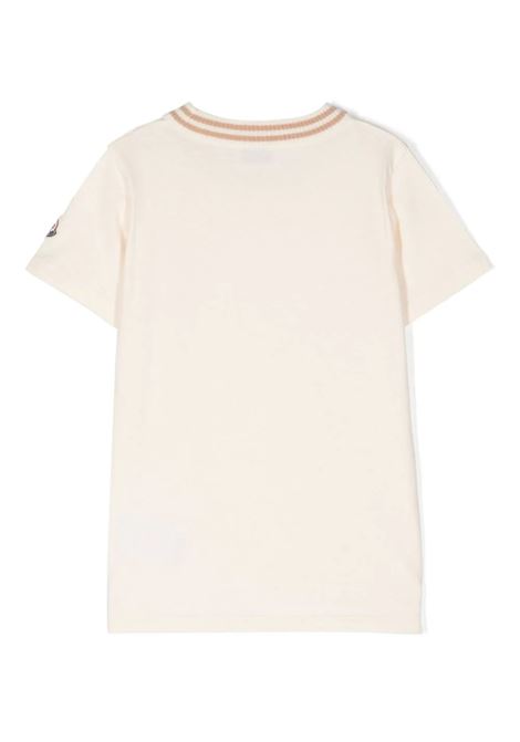 MONCLER ENFANT T-Shirt Bianca Con Logo Ricamato - MONCLER ENFANT