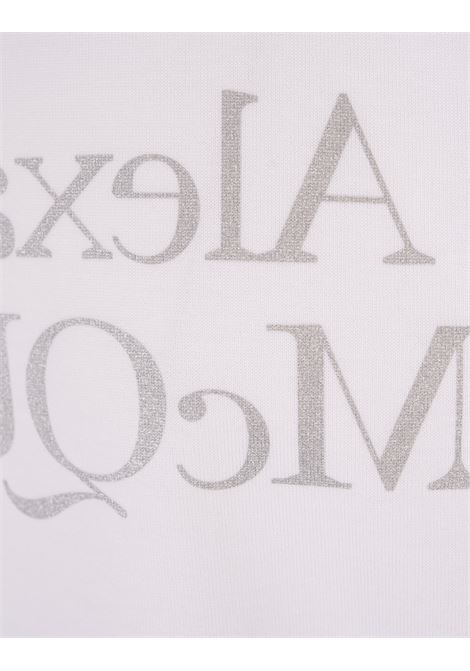 ALEXANDER MCQUEEN T-Shirt Bianca Con Logo Riflesso - ALEXANDER MCQUEEN