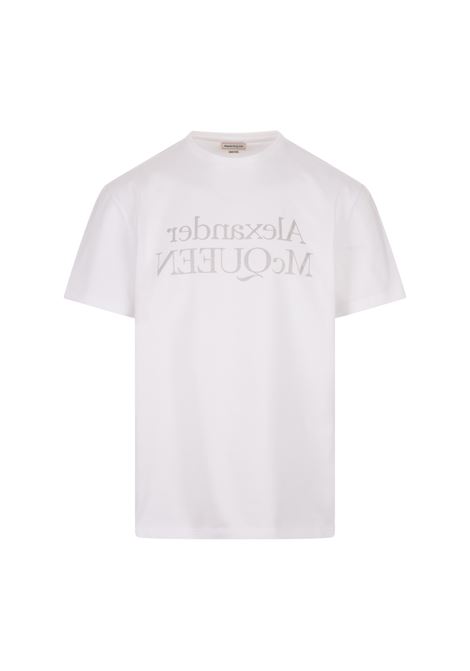 ALEXANDER MCQUEEN T-Shirt Bianca Con Logo Riflesso - ALEXANDER MCQUEEN