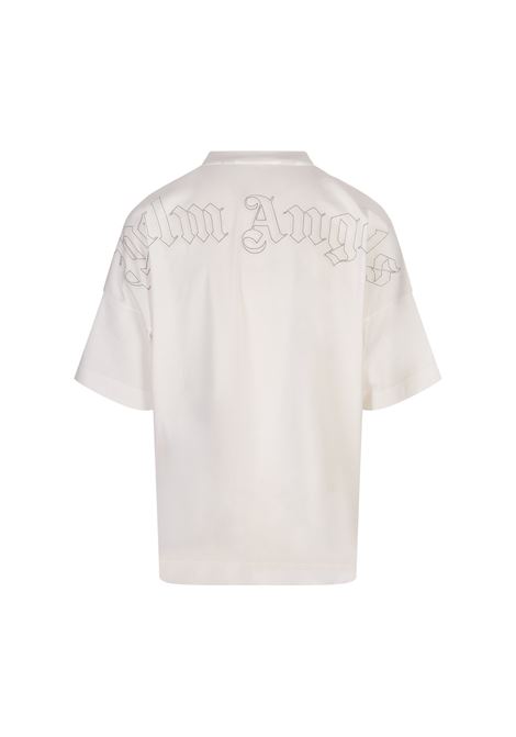 PALM ANGELS T-Shirt Bianca Con Monogram Ricamato - PALM ANGELS