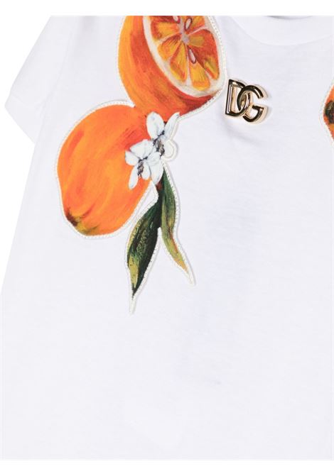 DOLCE & GABBANA KIDS T-Shirt Bianca Con Stampa Arance - DOLCE & GABBANA KIDS