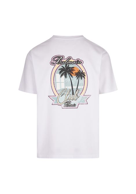 BALMAIN T-Shirt Bianca Con Stampa Club Balmain - BALMAIN