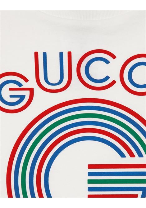 GUCCI KIDS T-Shirt Bianca Con Stampa Gucci G - GUCCI KIDS