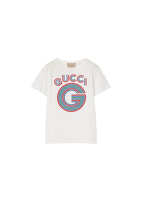 GUCCI KIDS T-Shirt Bianca Con Stampa Gucci G - GUCCI KIDS