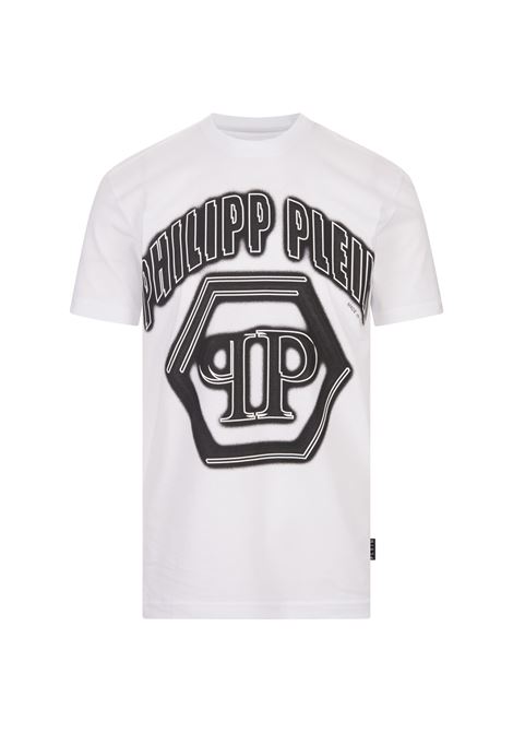 PHILIPP PLEIN T-Shirt Bianca Con Stampa PP Hexagon - PHILIPP PLEIN