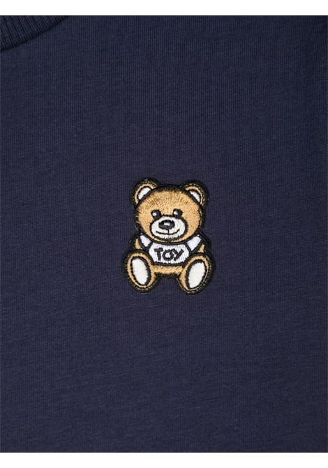 MOSCHINO KIDS T-Shirt Blu Con Patch Moschino Teddy Bear Sul Punto Cuore - MOSCHINO KIDS