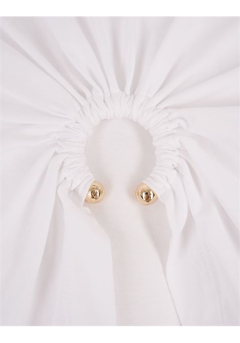 RABANNE T-Shirt Crop Bianca Con Dettaglio Anello - RABANNE