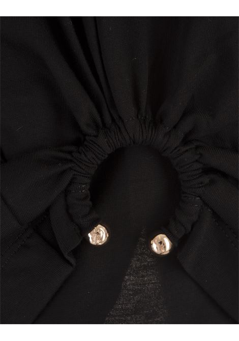 RABANNE T-Shirt Crop Nera Con Dettaglio Anello Laterale - RABANNE