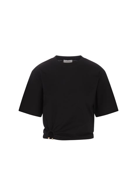 RABANNE T-Shirt Crop Nera Con Dettaglio Anello Laterale - RABANNE