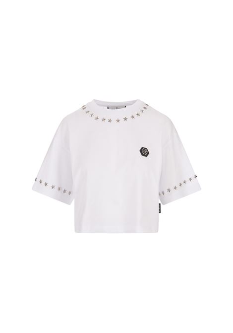 PHILIPP PLEIN T-Shirt Cropped Stars Bianca - PHILIPP PLEIN