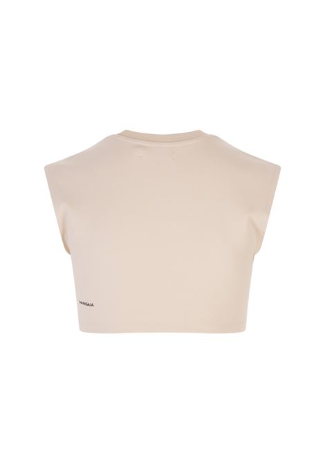 PANGAIA T-Shirt Fitted Crop In Cotone Riciclato Sabbia Donna - PANGAIA