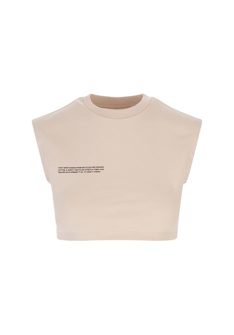 PANGAIA T-Shirt Fitted Crop In Cotone Riciclato Sabbia Donna - PANGAIA