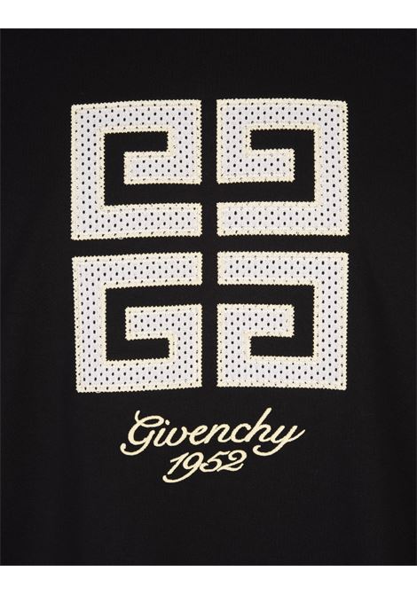 GIVENCHY T-Shirt In Rete Nera Con Logo 4G E Firma GIVENCHY 1952 - GIVENCHY