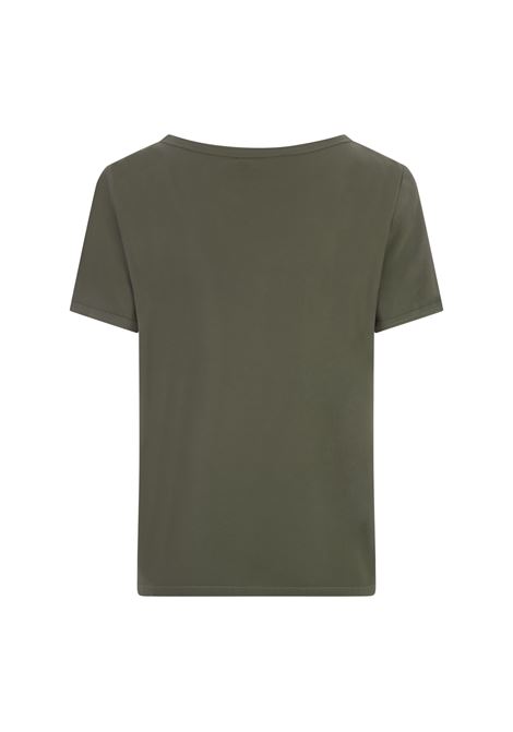 HER SHIRT T-Shirt In Seta Opaca Verde Militare - HER SHIRT
