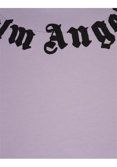 PALM ANGELS T-Shirt Lilla Con Logo Sul Girocollo - PALM ANGELS