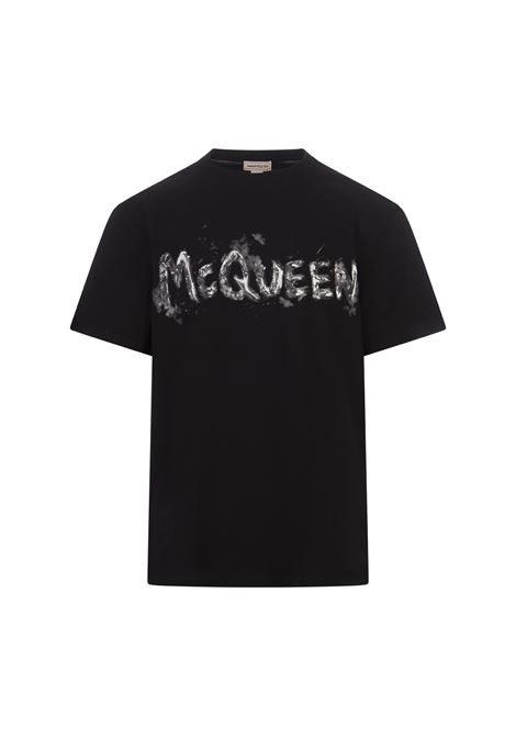 ALEXANDER MCQUEEN T-Shirt McQueen Graffiti In Nero/Grigio - ALEXANDER MCQUEEN