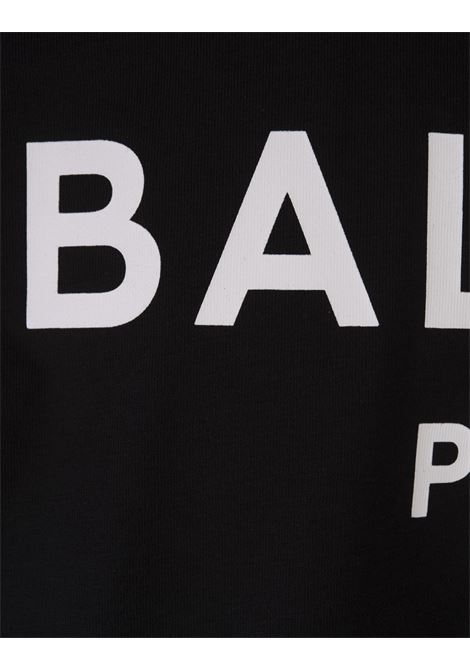 BALMAIN T-Shirt Nera Con Logo Balmain Paris - BALMAIN