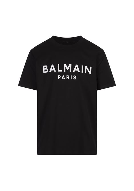 BALMAIN T-Shirt Nera Con Logo Balmain Paris - BALMAIN
