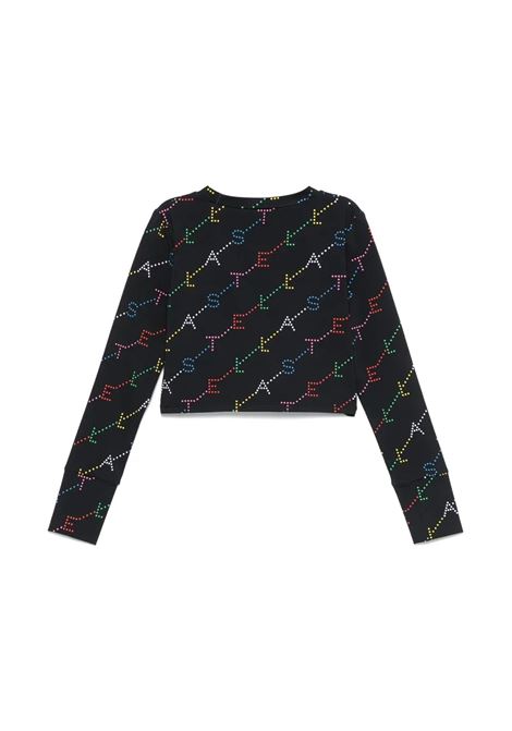 STELLA MCCARTNEY KIDS T-Shirt Nera Con Logo Multicolore All-Over - STELLA MCCARTNEY KIDS