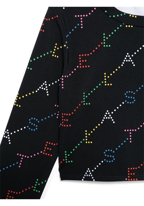 STELLA MCCARTNEY KIDS T-Shirt Nera Con Logo Multicolore All-Over - STELLA MCCARTNEY KIDS