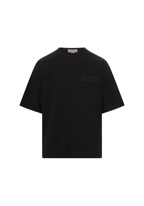 ALEXANDER MCQUEEN T-Shirt Nera Con Logo Oversize - ALEXANDER MCQUEEN