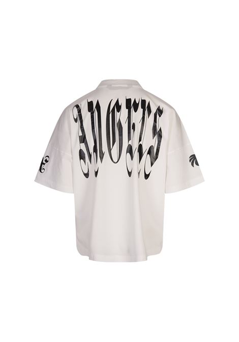 PALM ANGELS T-Shirt Oversize Logo Gothic Bianca - PALM ANGELS