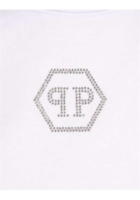 PHILIPP PLEIN T-Shirt Round Neck SS Crystal Hexagon Bianca - PHILIPP PLEIN