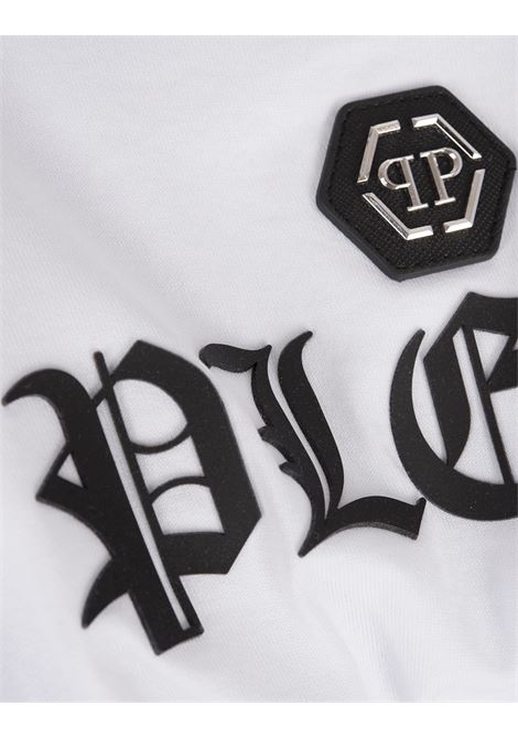 PHILIPP PLEIN T-Shirt V-Neck SS Gothic Plein Bianca - PHILIPP PLEIN