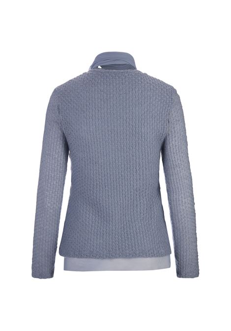 ERMANNO SCERVINO Top A Maniche Lunghe Azzurro Con Fiore In Seta - ERMANNO SCERVINO