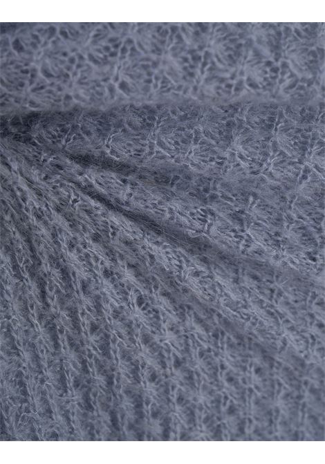 ERMANNO SCERVINO Top A Maniche Lunghe Azzurro Con Fiore In Seta - ERMANNO SCERVINO