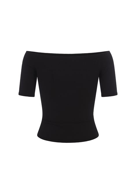 ALEXANDER MCQUEEN Top A Spalle Scoperte In Maglia Nera - ALEXANDER MCQUEEN