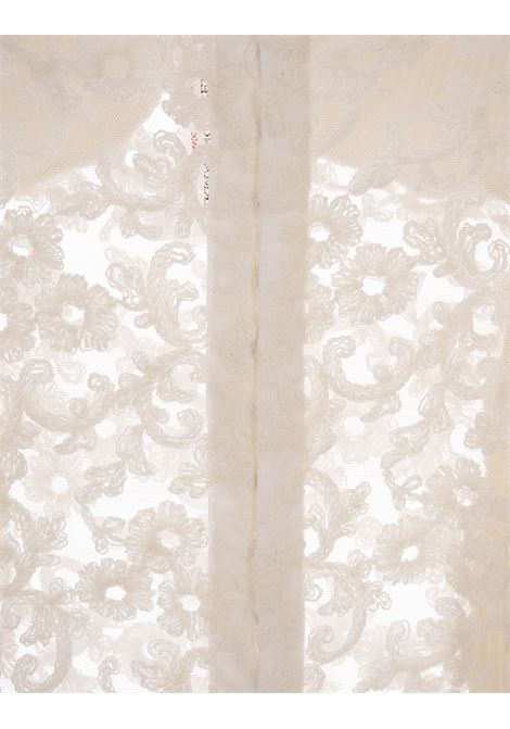 ERMANNO SCERVINO Top Bianco A Coste Con Pizzo Floreale - ERMANNO SCERVINO