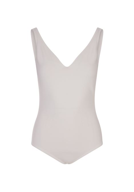 ALEXANDER MCQUEEN Top Body Bianco Con Righe Traforate - ALEXANDER MCQUEEN