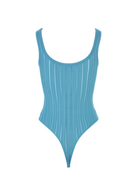 ALAIA Top Body Crinoline A Canotta Lucido Blu - ALAIA