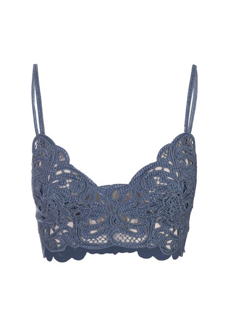 ERMANNO SCERVINO Top Bra in Pizzo Blu - ERMANNO SCERVINO